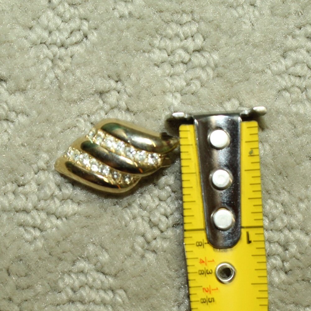 Vintage Christian Dior Germany Gold-Tone Chanel Set Crystals Clip-On Earrings - Picture 3 of 7